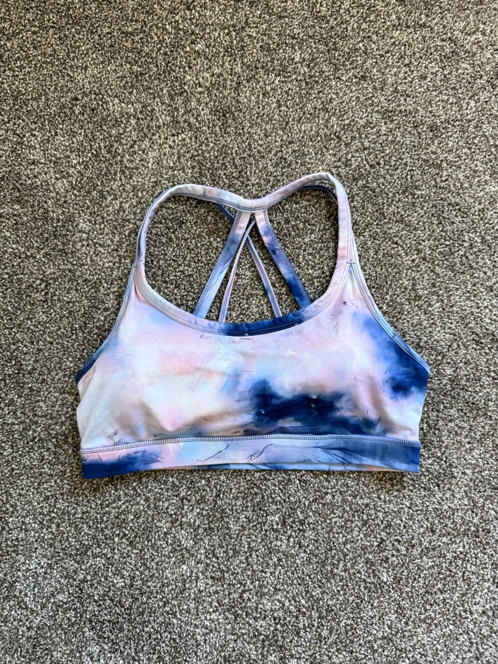 GAIAM Strappy Lavender Purple Tie-Dye Sports Bra